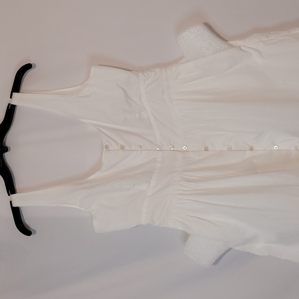 J Crew Women's White Button Front Cotton Popplin Dress - Picture 11 of 12